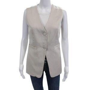 Christian Lacroix Women Beige V-Neck Button Vest Sleeveless Size XS